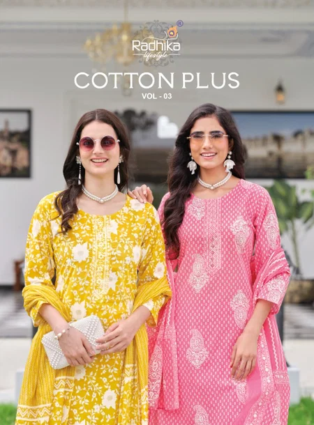 Cotton Plus Vol 3 By Radhika Cotton Kurti With Bottom Dupatta
